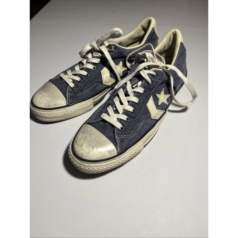Converse John Varvatos Star Player OX Blue Denim Canvas Distressed Sz 10.5